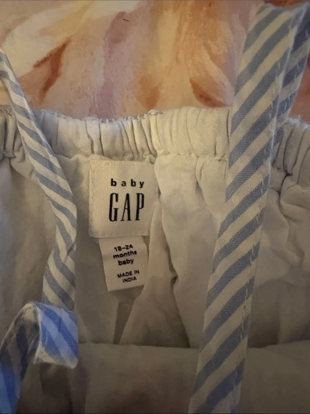 💋 BABY GAP  blue white romper with hat